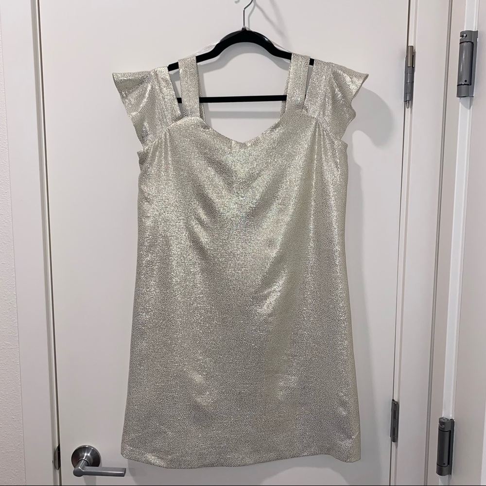 New metallic dot print tunic dress